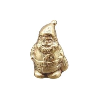 Vintage‎ Brass Santa Claus Bell Figurine Holiday Decor Small Festive Ornament